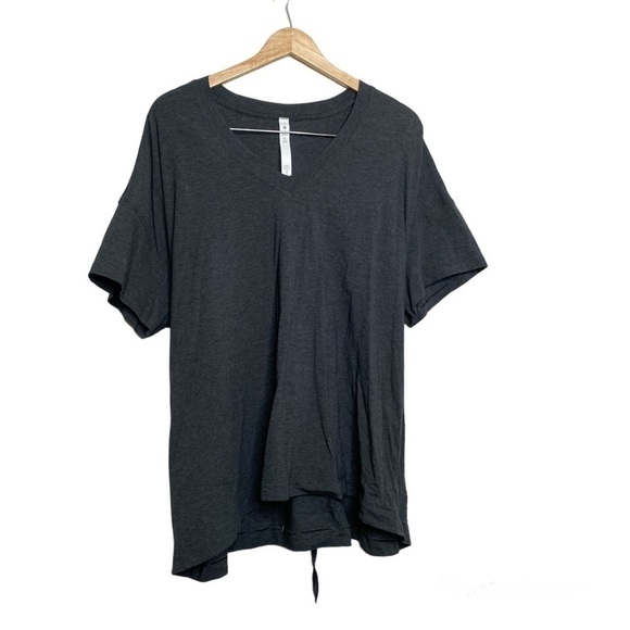 Lululemon Side Tie V-neck Shirt Top Gray Black Size 8 NWOT - Picture 2 of 10